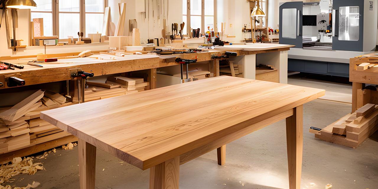 Helle Möbelwerkstatt in Sankt Gallen mit halbfertigem Holztisch und sichtbarer Handarbeit